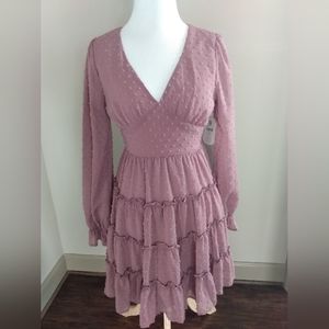 Altar'd State Mauve peasant ruffle dress